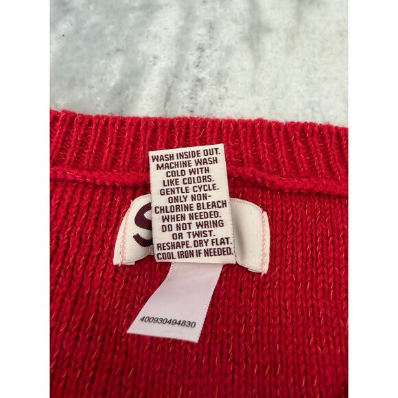 SO Red Sparkle V-Neck Sweater Size Large Holiday Winter Preppy Y2K - Picture 5 of 7